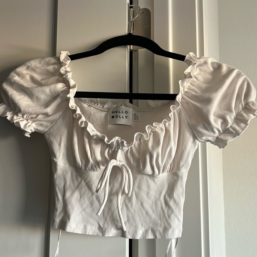 White ruched crop top
